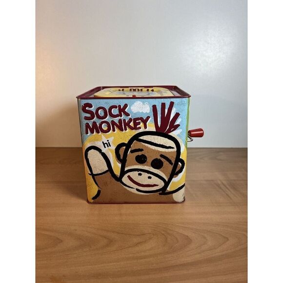 Sock Monkey Jack in the Box Schylling Tin Sock Monkey And You Works - Picture 1 of 9